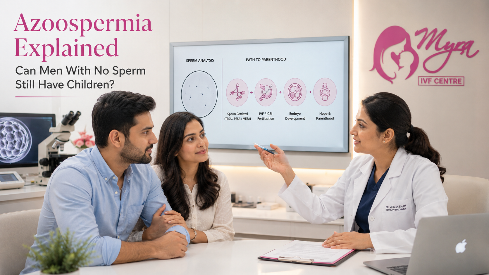Azoospermia explained — sperm retrieval and ICSI for men with no sperm in semen at Myra IVF Centre Kenya