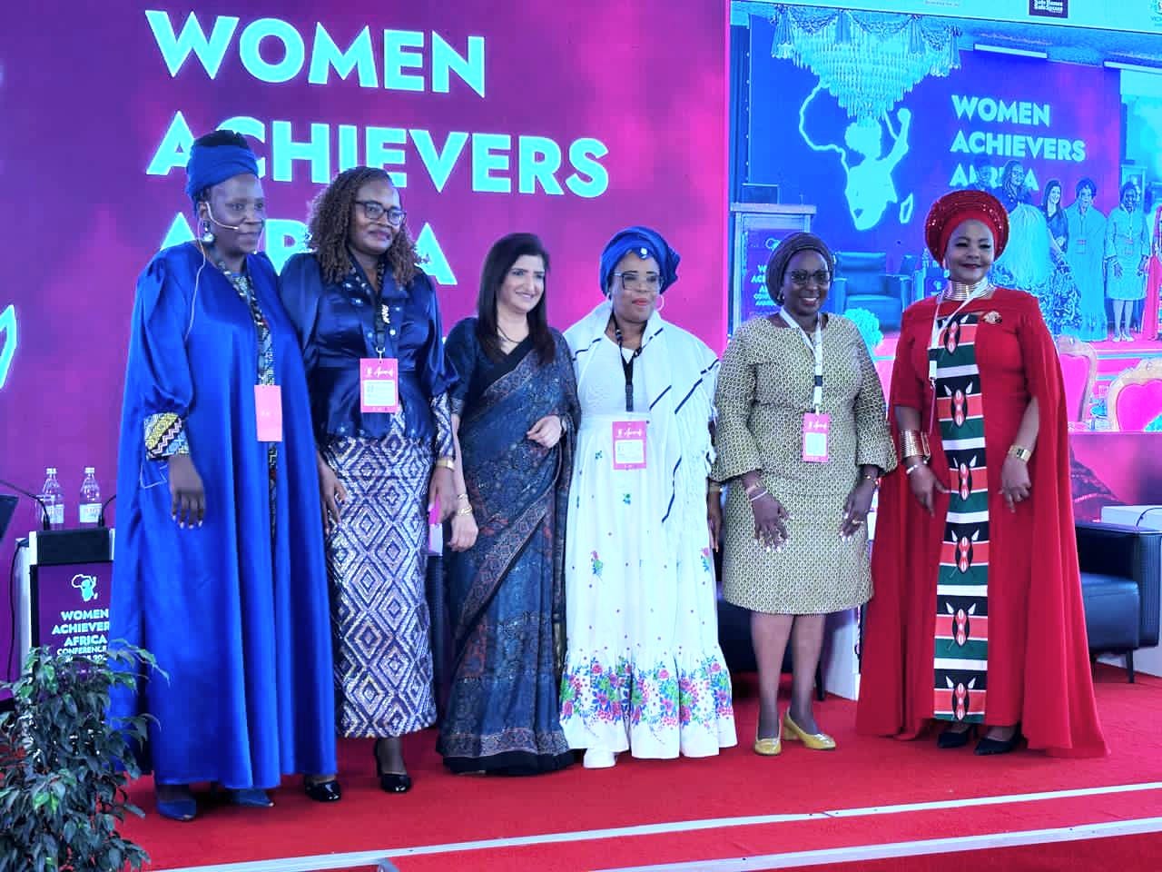 Dr. Sarita Sukhija with a panel of African women leaders on stage at Women Achievers Africa Conference 2026